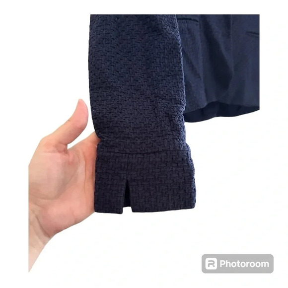 Draper James RSVP Navy Blue Textured Cotton Rayon Blazer // Size Medium - Picture 2 of 7